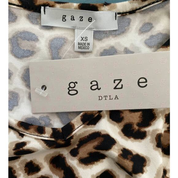 Gaze Womens Animal Print Super Soft Long Sleeve V-neck Shirt Top NEW Size XS - Picture 6 of 8